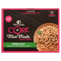 Wellness CORE Natural Grain Free kis fajtájú Mini ételek nedves kutyaeledel, aprított csirke & bárány Entraumne mártásban,