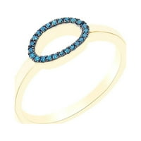 Kerek vágott kék természetes gyémánt akcentussal egymásra rakható Számgyűrű 14k sárga aranyban, ezüst felett-10,5