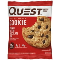 Quest Protein Cookie, mogyoróvaj csokoládé chips, 16G fehérje, alacsony szénhidráttartalmú, Gróf