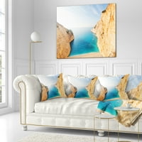 Designart Blue Sea Big Rocks között - Tengeri dobás párna - 16x16