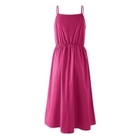 pgeraug őszi ruhák Női ruhák női strand vászon gombok camisole Alkalmi A-line MIDI hot pink m