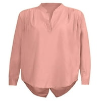 Abtel Női ingek hosszú ujjú blúz alkalmi felsők Női elegáns munka tunika ing rózsaszín 5XL