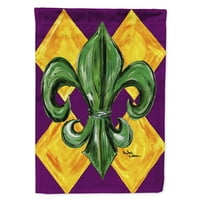 Mardi Gras Harlequin Fleur De Lis Garden Flag