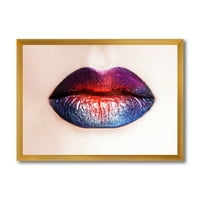 Designart 'Női ajkak fényes, többszínű rúzsokkal' Modern keretes művészeti nyomtatás