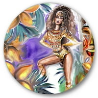 Designart 'Trópusi Warrior Woman' hagyományos körfém fali művészet - 36 lemez