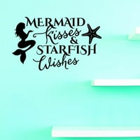 Egyedi Matricák Mermaid Kisses & Starfish Wishes Wall Art Méret: Szín: Fekete