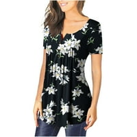 Női nyári tunika felsők Alkalmi elegáns rövid ujjú Henley pólók Botton up virágos Boho aranyos pólók divatos blúzok