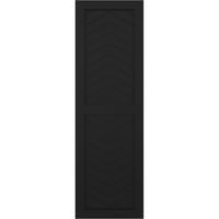 Ekena Millwork 18 W 64 H True Fit PVC Két panel Chevron modern stílusú rögzített redőnyök, fekete