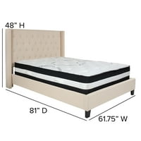 Flash bútorok Riverdale teljes méretű csomózott kárpitozott Platform ágy bézs Szövet zseb rugós matrac