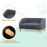 Aukfa 30 '' kisállat -ágy, téglalap -kanapé mozgatható párnával, macskaágy kutya ágy fa stílusú lábakkal, kényelmes