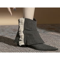 Lacyhop Női nyugati zsákmányt Blokk sarok sarkú csizma Hegyes orr Fringe Boot kültéri Csúszásmentes alkalmi cipő Comfort