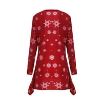 Paptzroi Női Karácsonyi hóember nyomtatás laza hosszú ujjú Kerek nyakú póló ruha