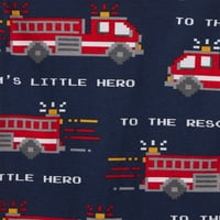 A Gyerekhely kisfiú és kisgyermek fiú tűzoltóautó fitt pamut egy pizsamák