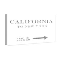 A Runway Avenue városok és a Skylines Wall Art vászon nyomatok „Cali - NY Road Sign„ Egyesült Államok városai - szürke,