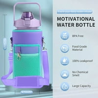 Fél Gallon vizes palack Hüvely, 64oz motivációs vizes palack szalma & idő Marker, BPA ingyenes Szivárgásmentes nagy
