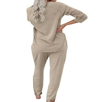 Grianlook Női Alkalmi Pjs hálóruha felsők és nadrágok Zsinóros hálóruha otthoni ruhák Egyszínű Loungewear Khaki XL