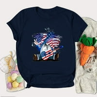 Yeahitch Női pólók rövid ujjú Divatos grafikus pólók aranyos Legénység felsők Függetlenség Napja Vicces pólók haditengerészet