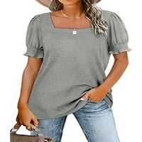 Voguele női nyári felsők egyszínű póló Rövid ujjú póló munka pulóver divat póló szürke 2XL