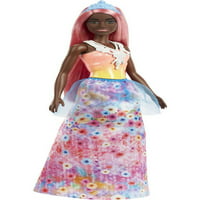 Barbie Dreamtopia Doll & Kiegészítők, Kanyargós Test, Világos Rózsaszín Haj, Virágos Szoknya, Nyaklánc