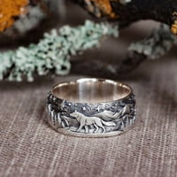 LowProfile gyűrűk Női Lányok férfi hűséges Farkas pár Retro pár gyűrű gyűrű Ajándékok