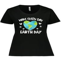 Inktastic Make Every Day Earth Day with Hearts and Stars női plusz méretű póló