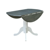 Nemzetközi koncepciók tömörfa 5 darabos étkezőkészlet in. Dual Drop Leaf étkezőasztal és kereszt hátsó székek fehér