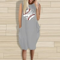Miayilima Molett ruhák Női Baseball laza ruha szórakoztató grafikus nyomtatás Legénység nyak két zseb ujjú ruha