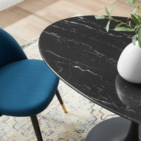 Modway Lippa 54 ovális mesterséges márvány étkezőasztal Fekete Fekete