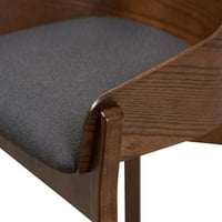 Baxton Studio Rye készlet század közepén Modern Diófa sötétszürke Szövet étkező szék szett