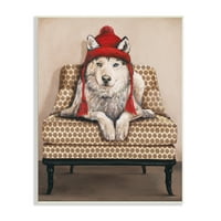 Stupell Industries téli Husky piros Pom Hat elegáns nappali szék, 19, Kamdon Kreations tervezése