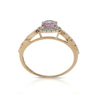 Sterling ezüst 14K aranyozott ovális kezelt rózsaszín ametiszt és fehér topaz gyűrű