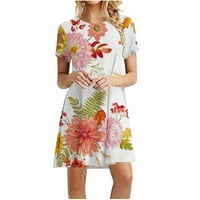 Női laza illeszkedés kényelmes Mini ruha Clearance Kerek nyakú ruha virágos nyomtatott ruhák nyári strand ing Ujjatlan