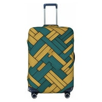 Utazási Poggyász Bőrönd Fedél, Geometriai Kék Sárga Kockás Rugalmas Mosható Stretch Bőrönd Védő, Közepes Méretű