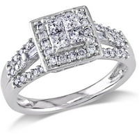Carat T.W. Több alakú gyémánt 10KT fehér arany eljegyzési gyűrű