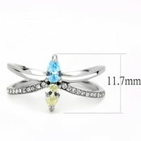 Luxe Ékszer tervez női rozsdamentes acél gyűrű AAA minőségű Multi Color Cirkónia - Méret 8