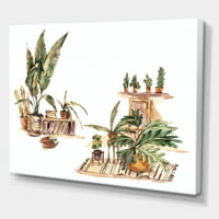 Beltéri ház növények városi dzsungel virágcsomagokban iii festmény vászon művészet nyomtatás