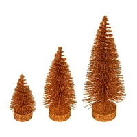 Vickerman 3 -5 -7 csokoládé csillogó ovális fenyő mesterséges karácsonyfa, 3 készlet