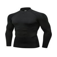 Voguele Férfi Sport póló színes vonal felsők Hosszú ujjú kompressziós ingek futó izom póló Stretch póló fekete s