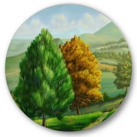 Designart „Velesései fák vidéki táj” hagyományos körfém fali művészet - 23 -as lemez