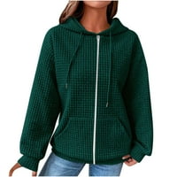 ShomPort női Zip up kapucnis pulóverek kabát hosszú ujjú kapucnis pulóverek őszi ruhák zsebbel