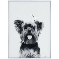 Empire Art Direct Yorkshire Terrier Fekete-fehér kisállat festmények fordított nyomtatott üveg keretes kutya fal Art,