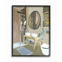 Stupell Industries Modern mosdó zuhany Többszínű akril festmény keretes fal Art Design Melissa Wang, 11 14