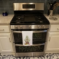 Miniatűr Fo Terrier karácsonyfa fehér konyhai törölköző készlet