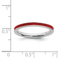 Ezüst Vörös Zománcozott Gyűrű