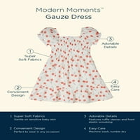 Modern pillanatok: Gerber kisgyermek lány puff hüvely gézruhája, méretek 12m-5t