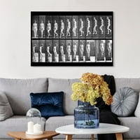Wynwood Studio Classic és Figurative Wall Art Canvas nyomtatványok „Muybridge's Woman Walking” meztelenek - fekete,