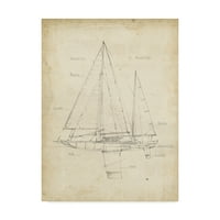 Védjegy Szépművészeti „Sailboat Blueprint IV” vászon művészete Ethan Harper
