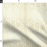 Cotton Sateen terítő, 90 tér-geometriai arany krém elefántcsont vonalak nyomtatás egyéni asztal ágynemű által Spoonflower