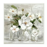 Stupell Industries virágzó fehér virágok szorongatott festés ország Csendélet, 12, Design Sally Swatland