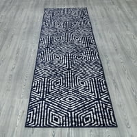 Ottomanson bolyhos geometriai kockák futó szőnyege, 2'7 9'10